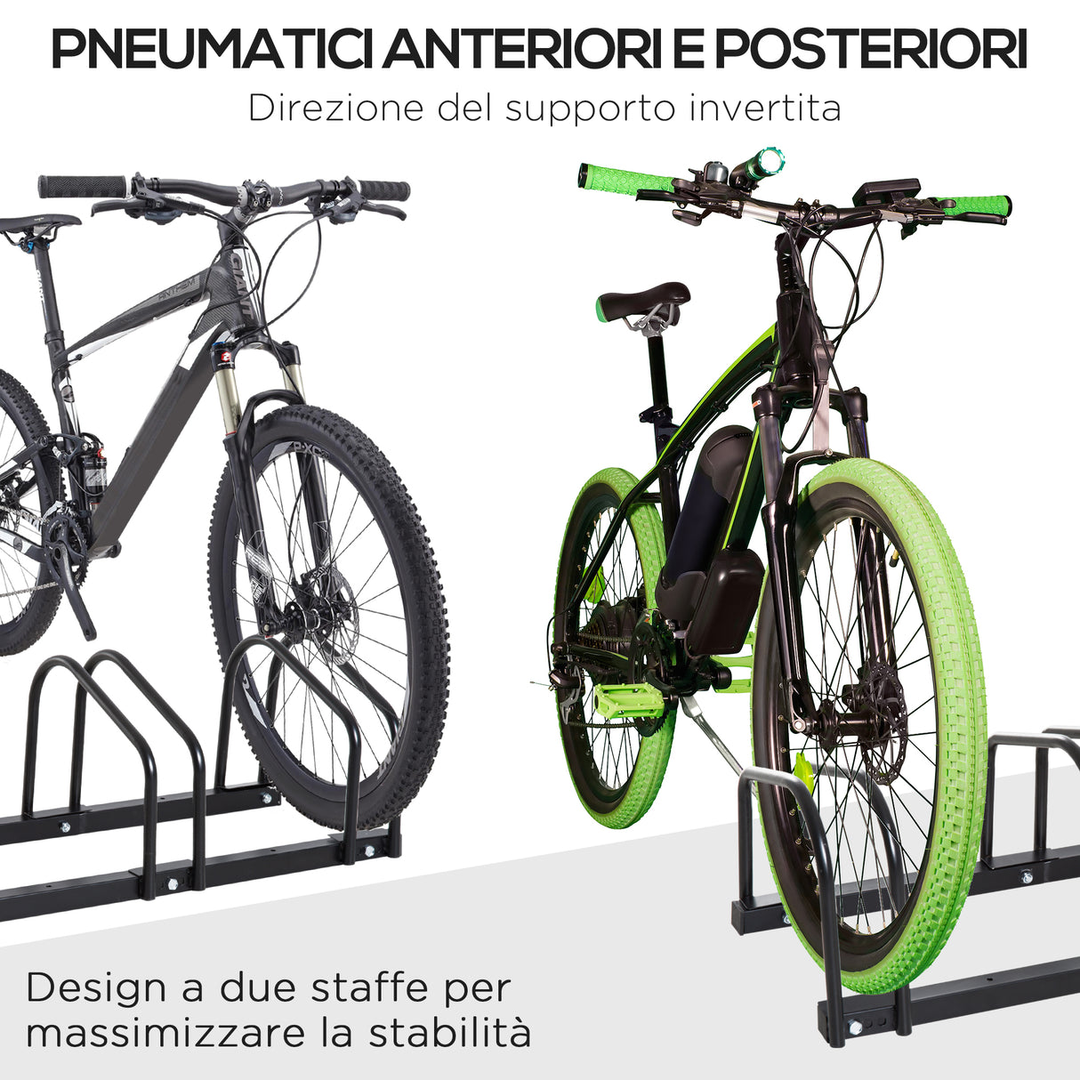 easycomfort easycomfort rastrelliera portabiciclette parcheggio per 4 biciclette in acciaio 110x33x27 cm nero