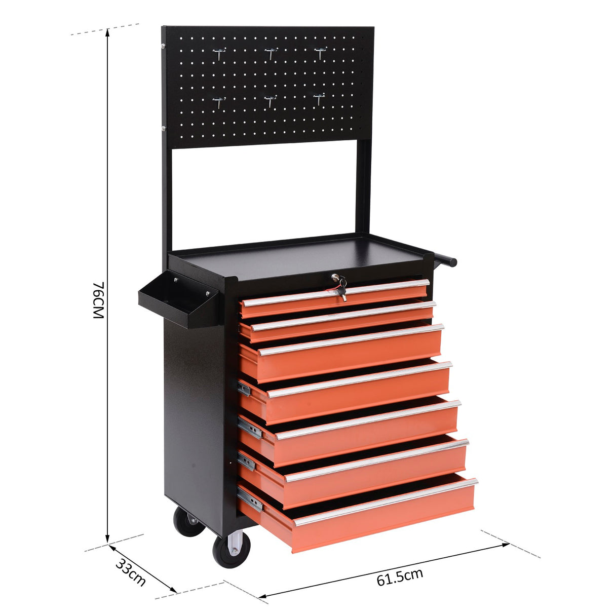 easycomfort easycomfort carrello porta utensili attrezzi con cassettiera nero e arancione 61.5x33x76cm