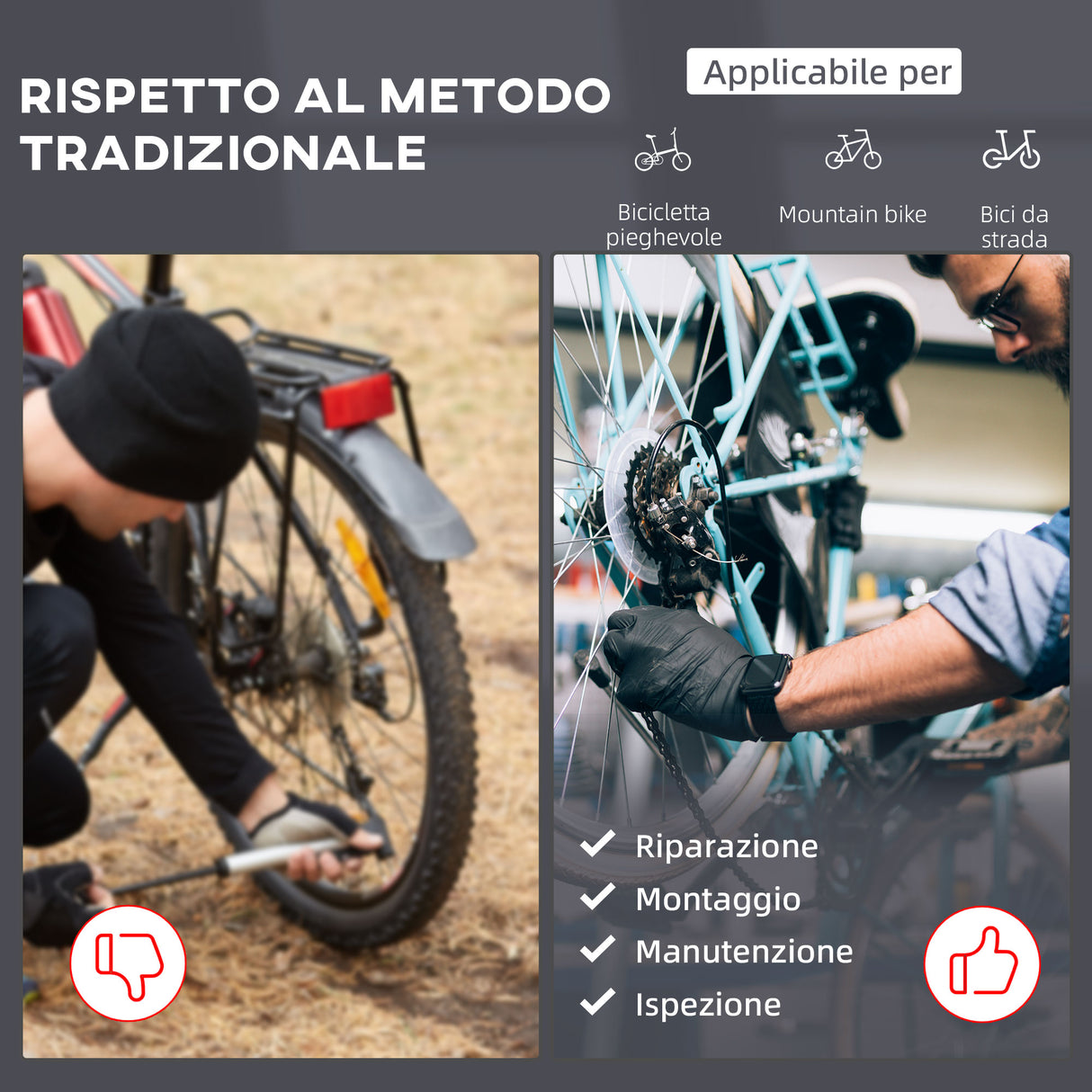 easycomfort easycomfort cavalletto manutenzione bici riparazione bici pieghevole 100x100x109 180cm
