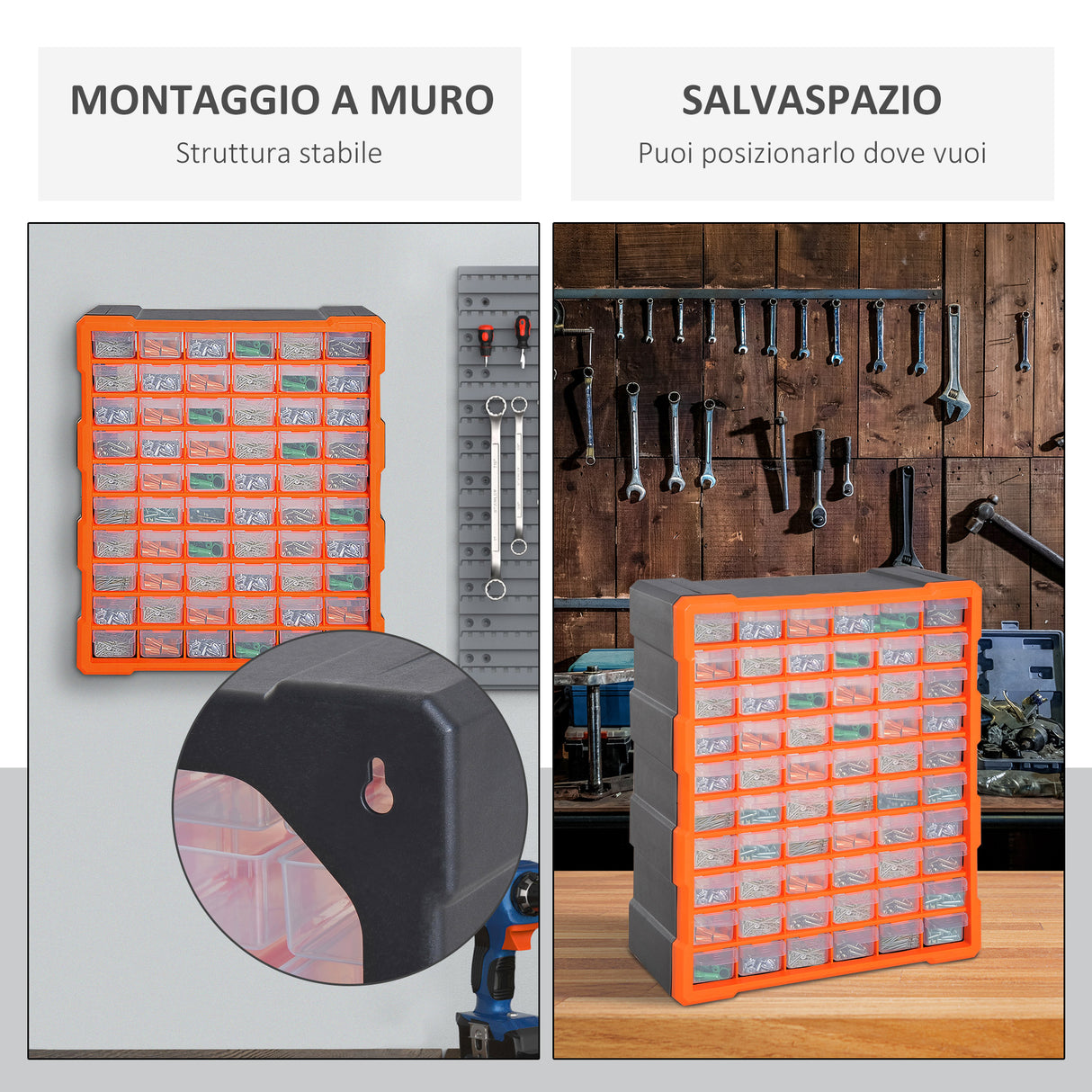 easycomfort easycomfort cassettiera box per accessori minuteria arancione 38x16x47.5cm