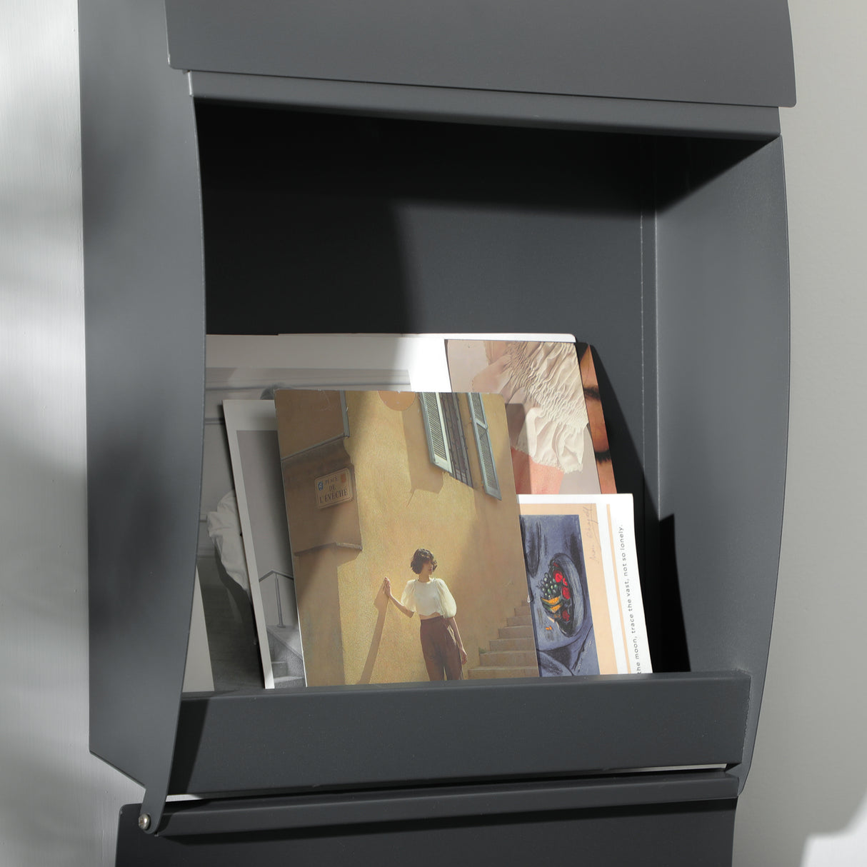 easycomfort cassetta postale ricurva in acciaio con 3 fessure e 2 chiavi di sicurezza 45x10x32 cm grigio