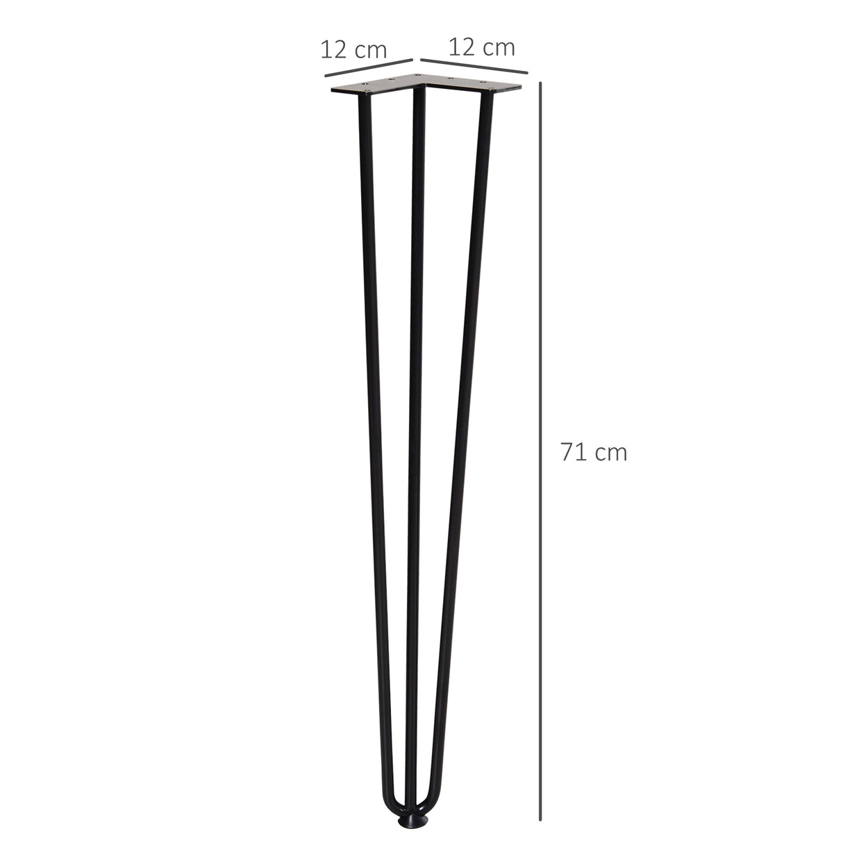 easycomfort gambe per tavoli set 4 pezzi in acciaio preforato con 20 viti incluse 12x12x71 cm nero