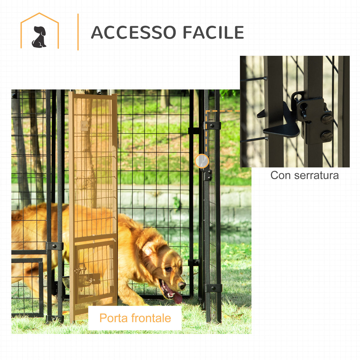 easycomfort easycomfort recinto per cani da esterno con serratura 2 ciotole girevoli e copertura rimovibile nero e rosso