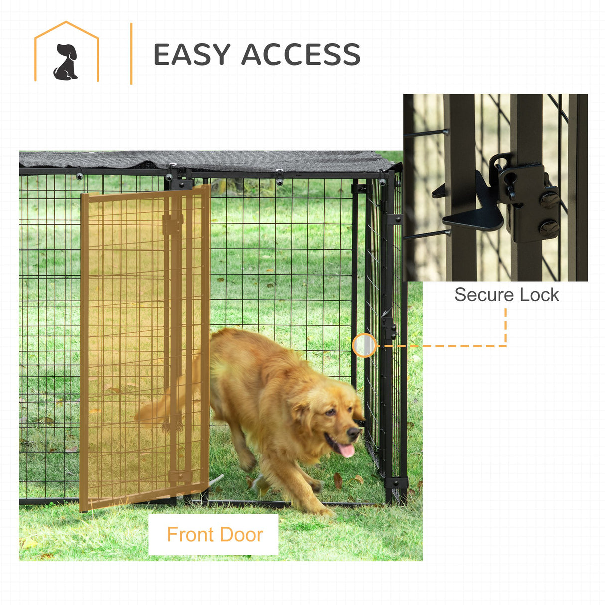 easycomfort recinto per cani pieghevole con copertura 8 pannelli con porta bloccabile 141x141x113cm nero