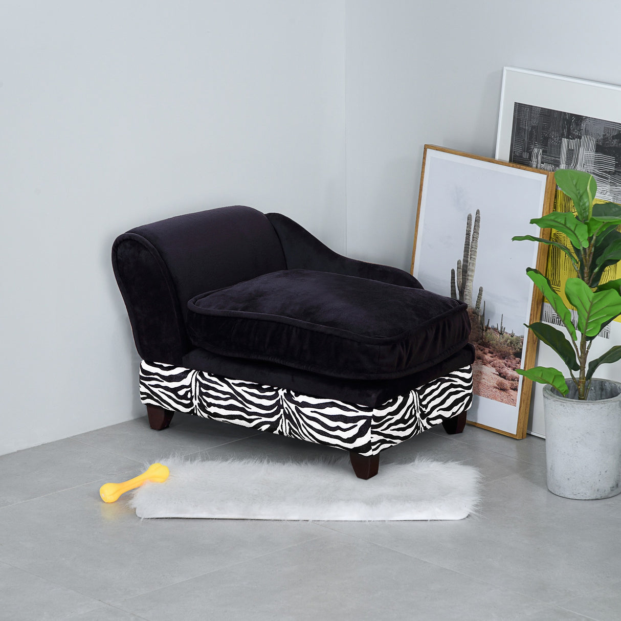 easycomfort easycomfort divanetti per cani per animali domestici con vano portaoggetti nero e bianco 57x34x36cm