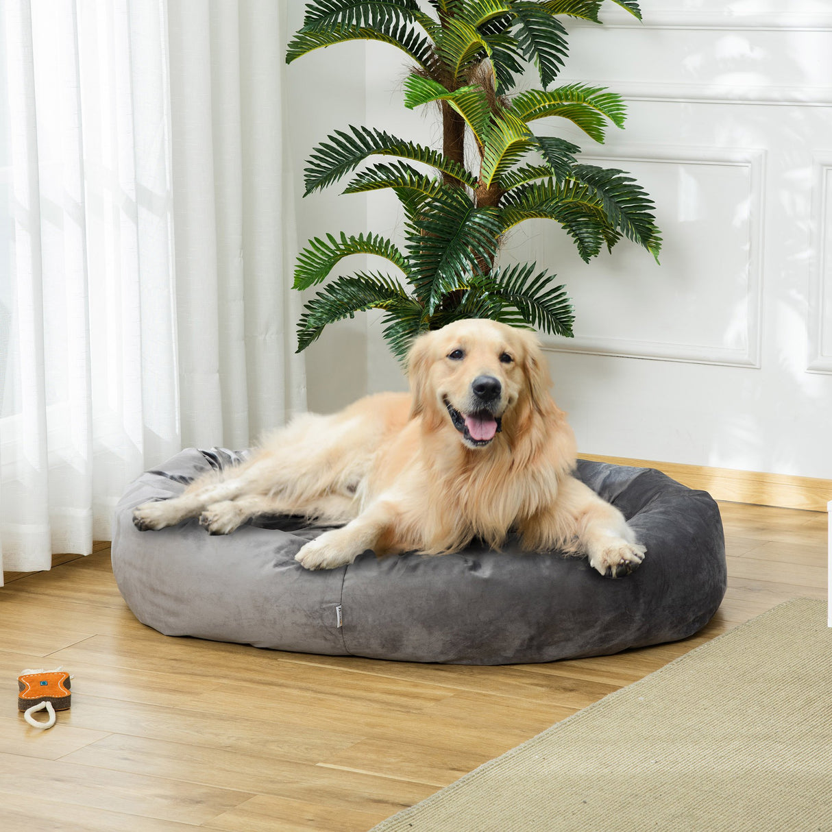 easycomfort easycomfort cuccia per cani imbottita con bordi rialzati e rivestimento sfoderabile 132x89x28cm grigio scuro