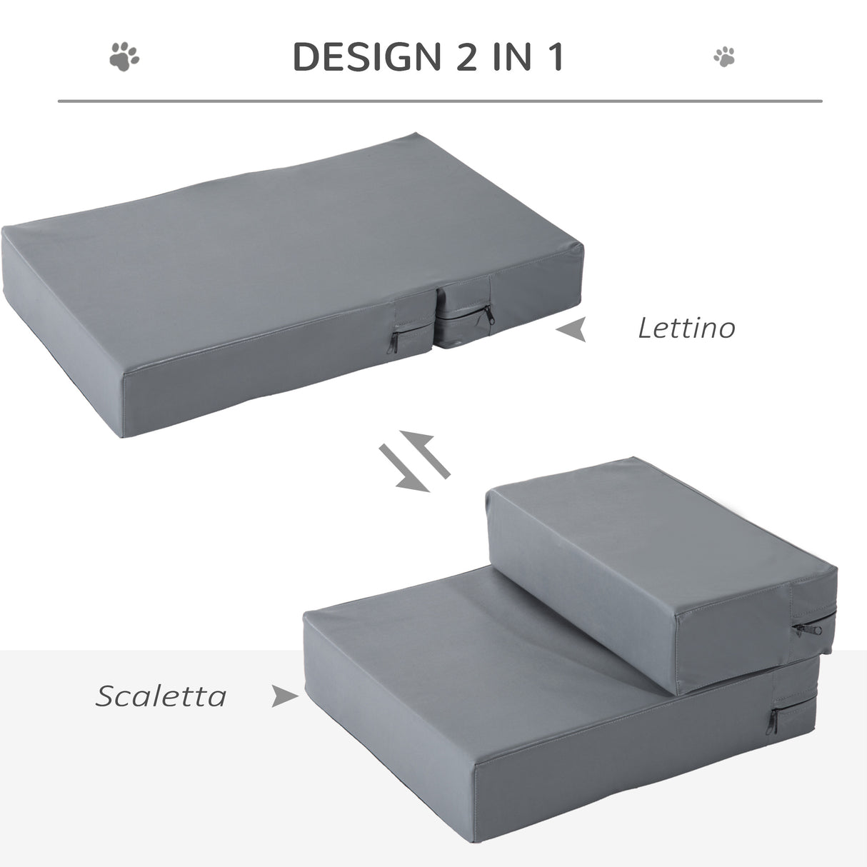 easycomfort easycomfort scaletta per cani materassino 2 in 1 in pu e gommapiuma 45x39x20cm grigio