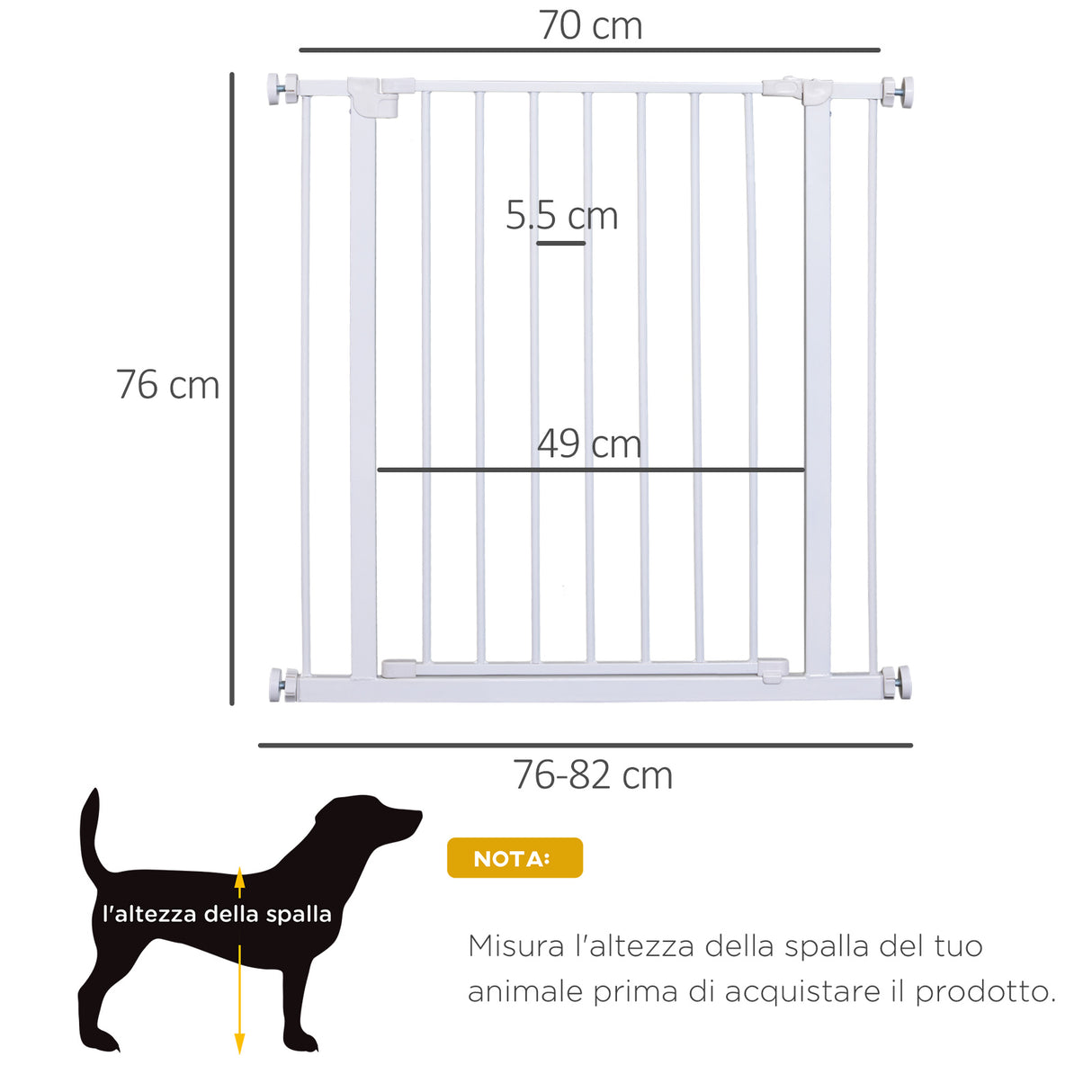 easycomfort easycomfort cancelletto di sicurezza per bambini e animali domestici bianco 76 x 72 82 cm