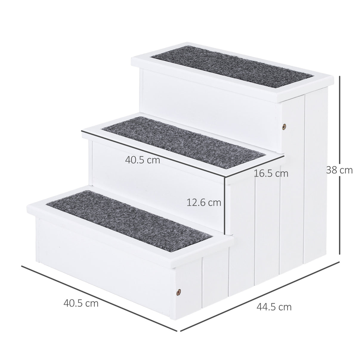 easycomfort scaletta per cani a 3 gradini con tappeto antiscivolo e spazio interno 40.5x44.5x38cm bianco