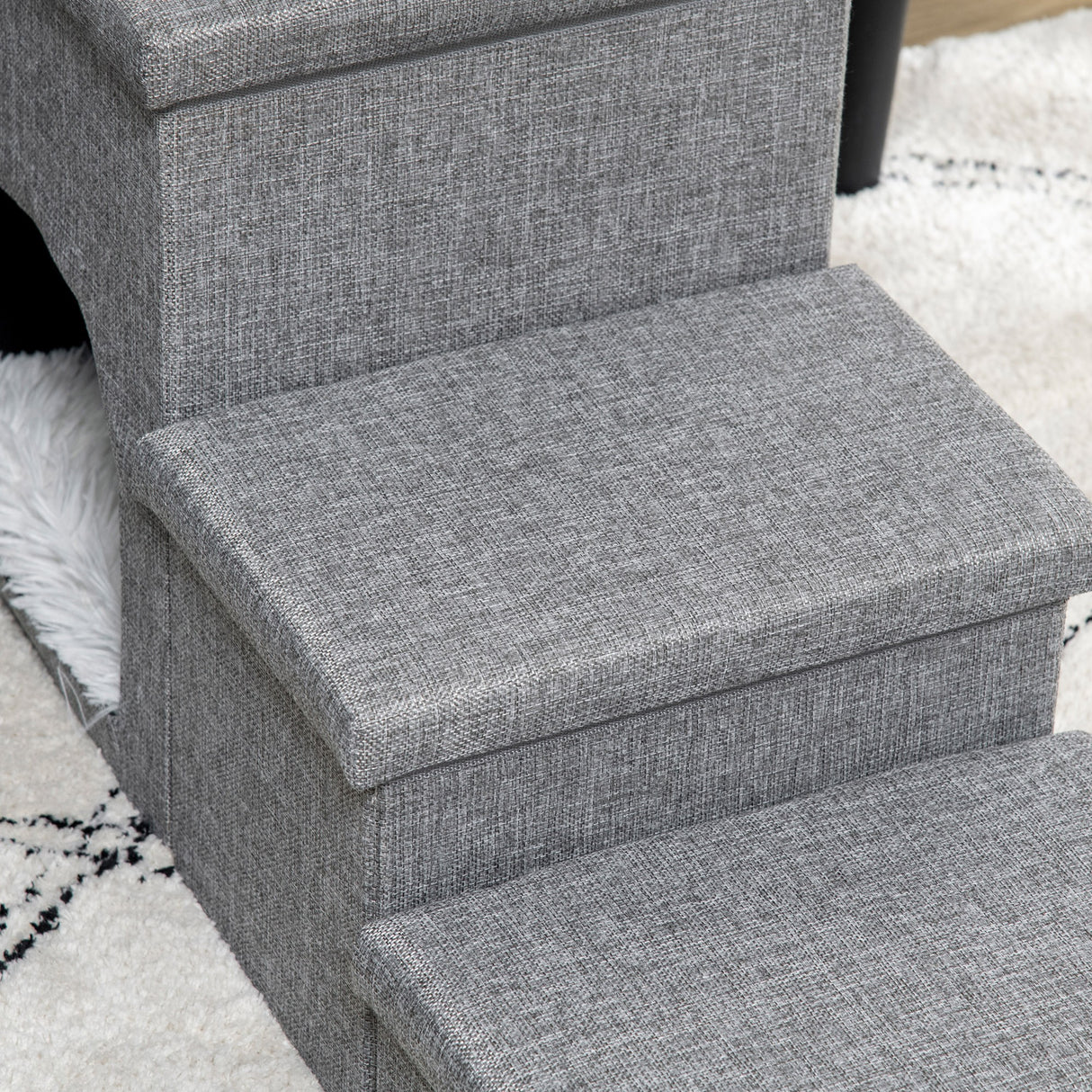 easycomfort scaletta per cani e gatti 10kg max a 3 gradini con casetta per cani e spazio portaoggetti 73.5x33x40.5 cm grigio