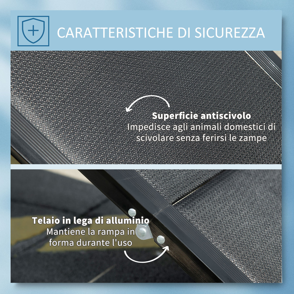 easycomfort rampa per cani pieghevole con superficie antiscivolo in mdf e alluminio 158x43.5x2.5 cm nero