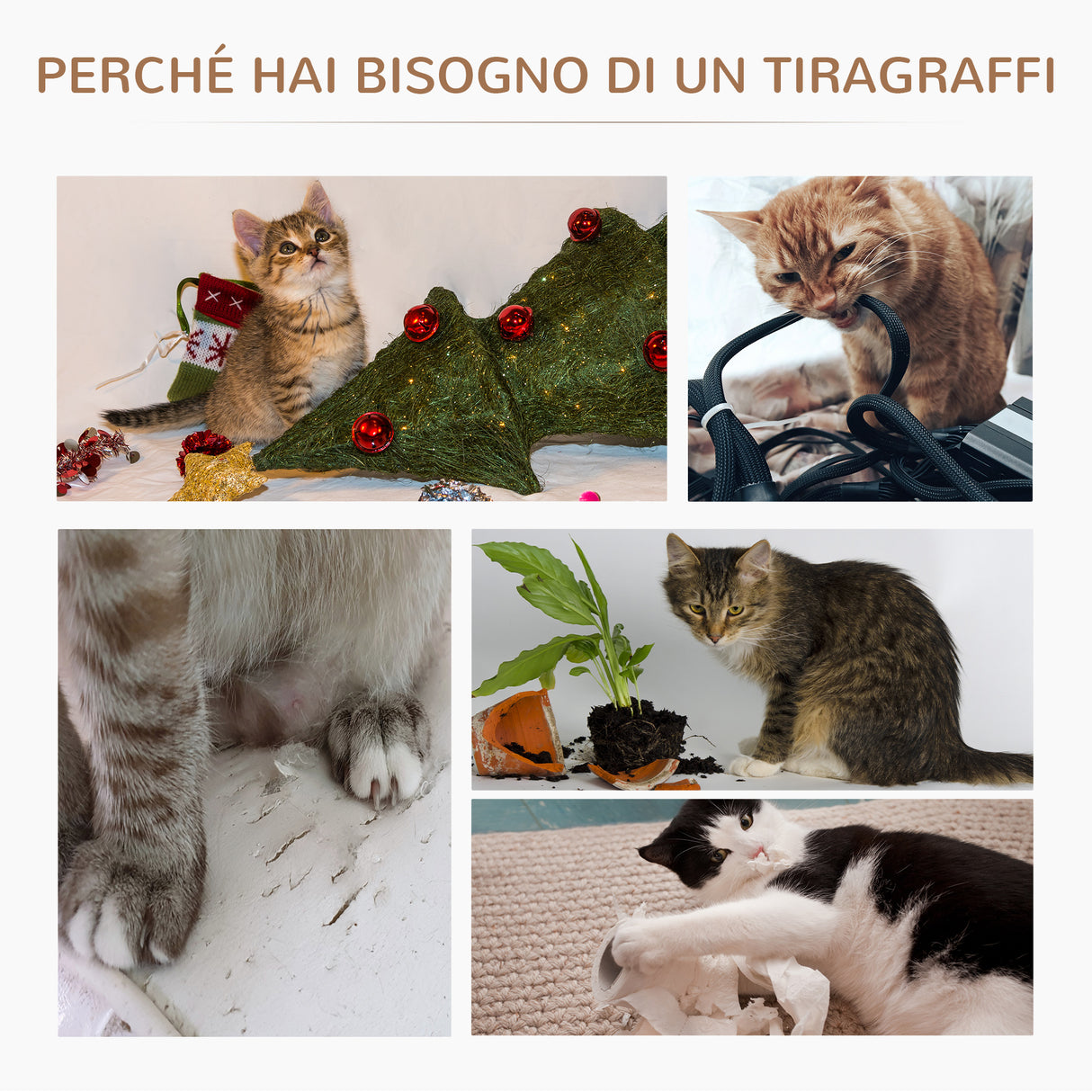 easycomfort easycomfort albero per gatti a 3 livelli in peluche sisal naturale grigio 40x65cm