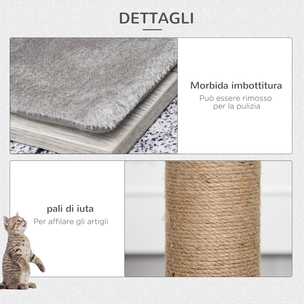 easycomfort easycomfort albero tiragraffi per gatti multi livello cuccia e corde in iuta grigio