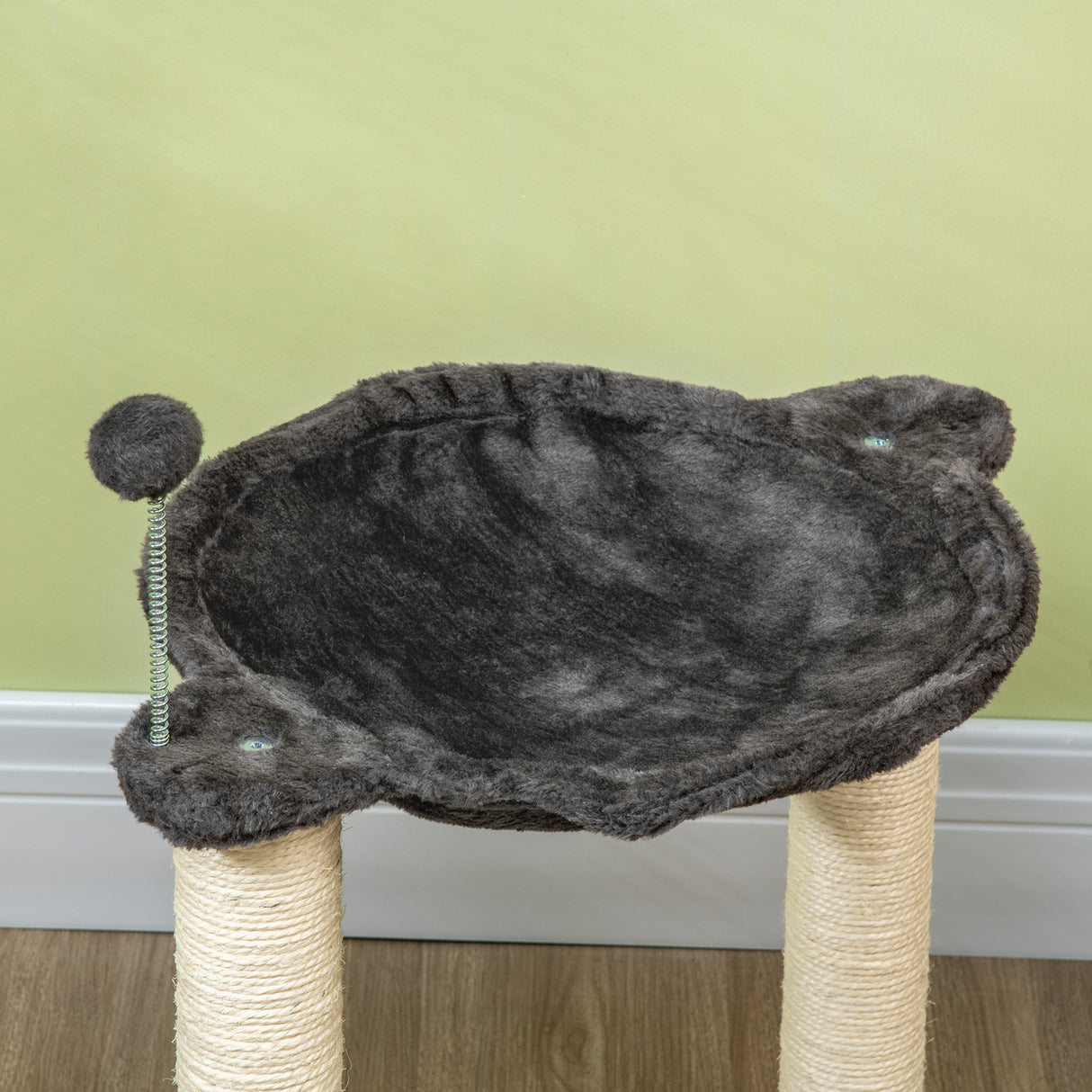 easycomfort tiragraffi per gatti con amaca in peluche base in legno con gioco e pali in sisal 53.55x53.5x66cm grigio