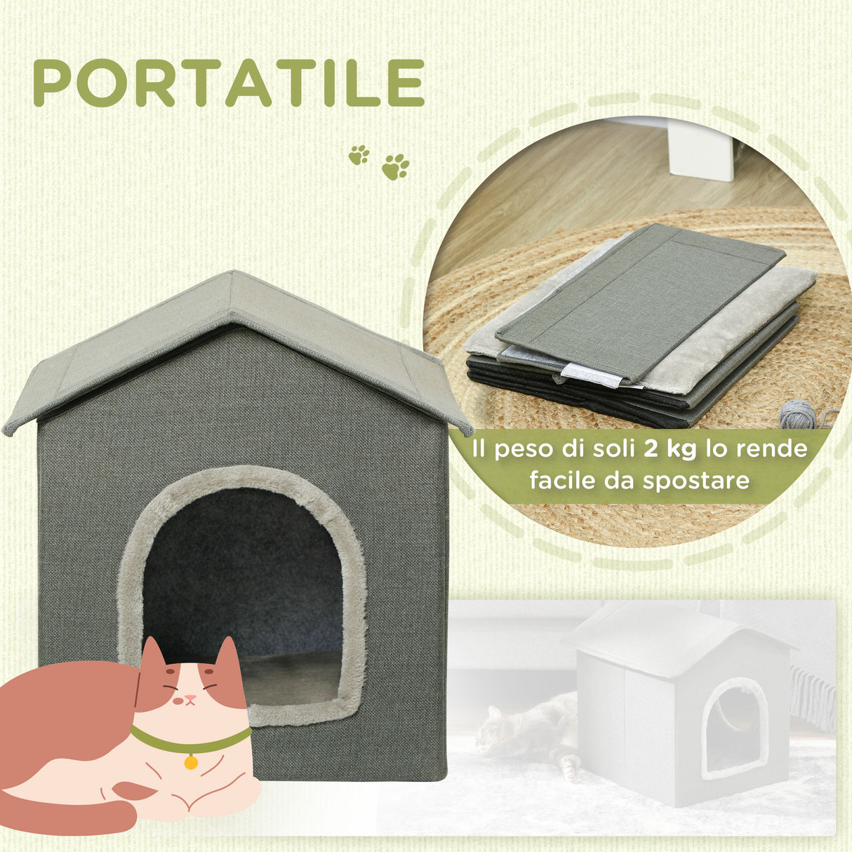 easycomfort easycomfort casetta per gatti con cuscini lavabili 2 entrate 39x43 5x40 5cm grigio