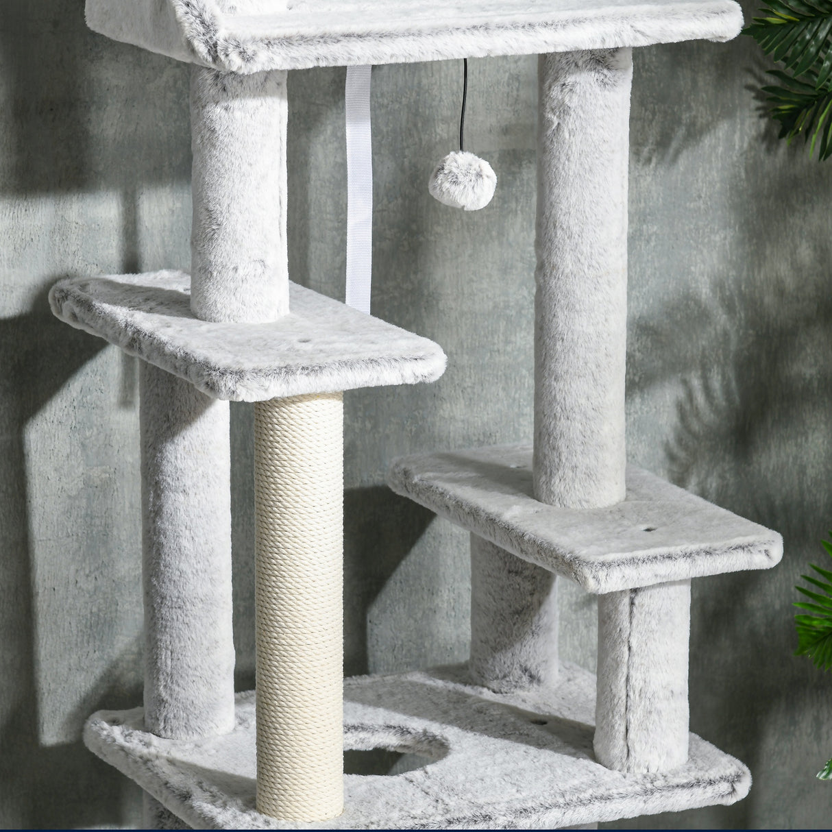 easycomfort easycomfort albero tiragraffi per gatti a soffitto con piattaforme e casetta 60x40x225 255cm grigio