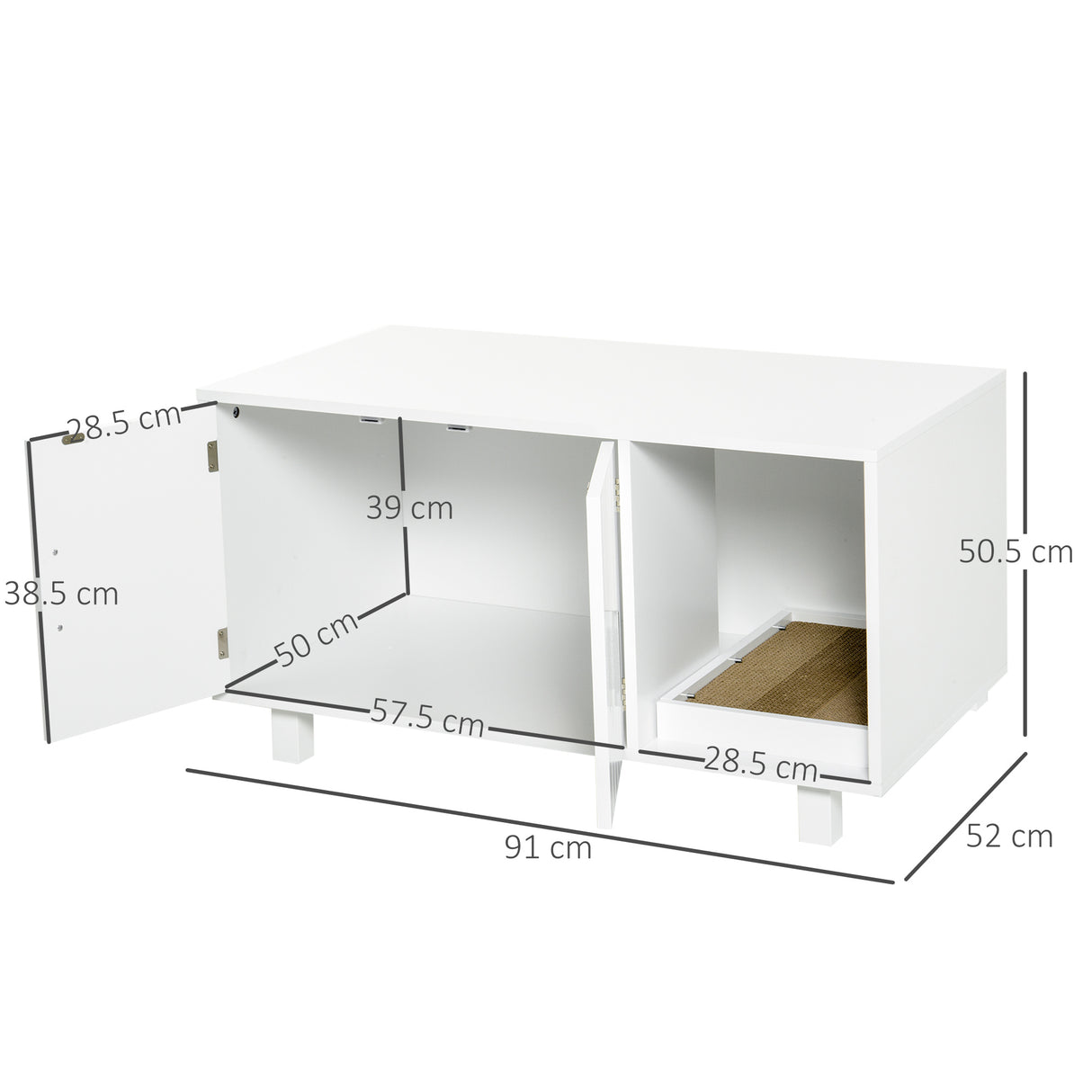 easycomfort easycomfort mobile per lettiera gatti in legno 2 ante e apertura laterale con tiragraffi