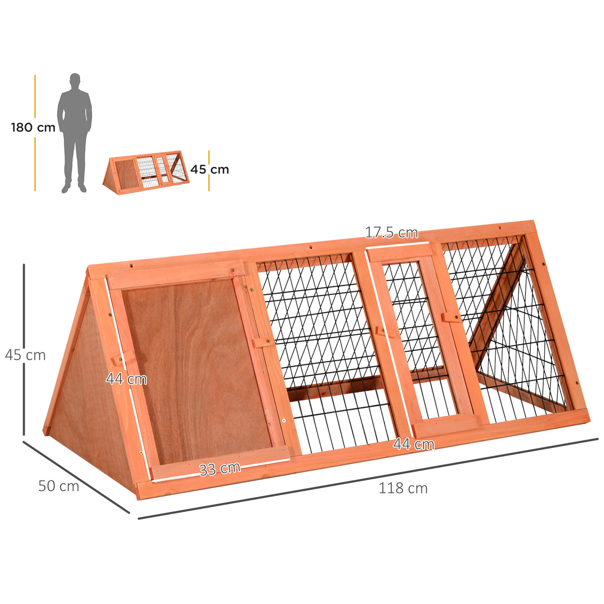 easycomfort easycomfort gabbia per conigli in legno di abete 118x50x45cm