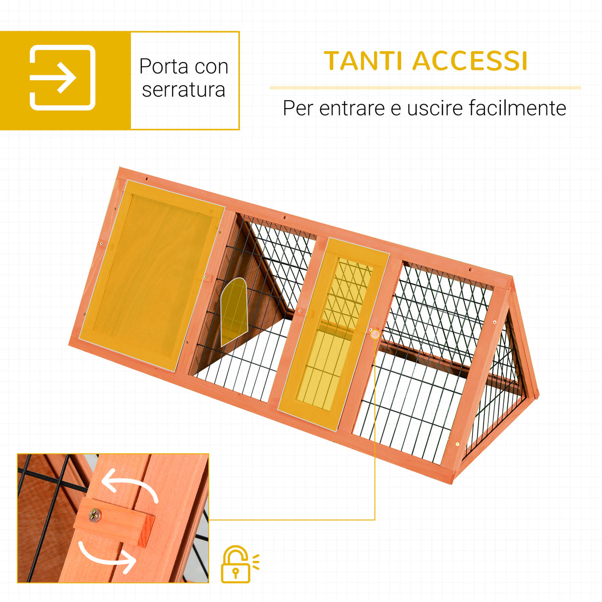 easycomfort easycomfort gabbia per conigli in legno di abete 118x50x45cm