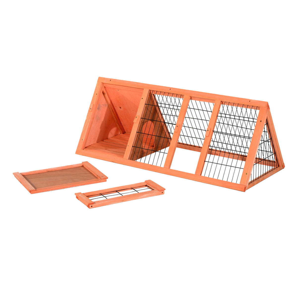 easycomfort easycomfort gabbia per conigli in legno di abete 118x50x45cm