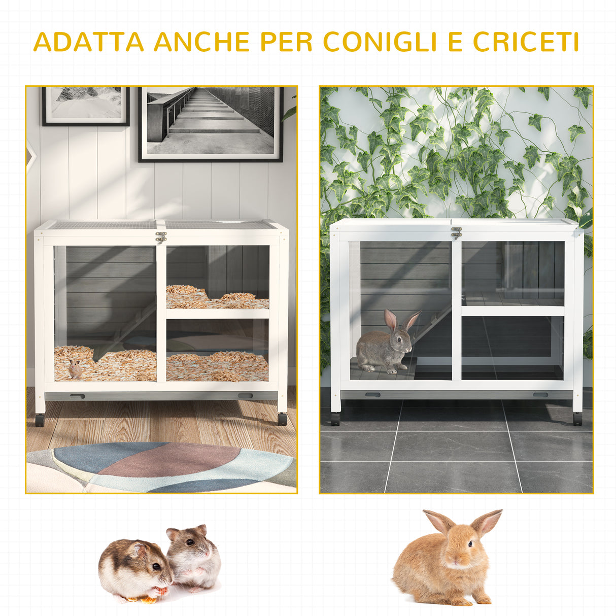 easycomfort easycomfort conigliera in legno 2 livelli gabbia per conigli e porcellini d india