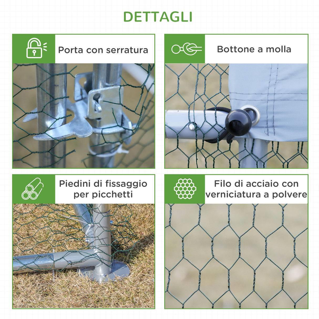 easycomfort easycomfort pollaio per galline da esterno in metallo con copertura in tessuto oxford 300x400x195 cm argento