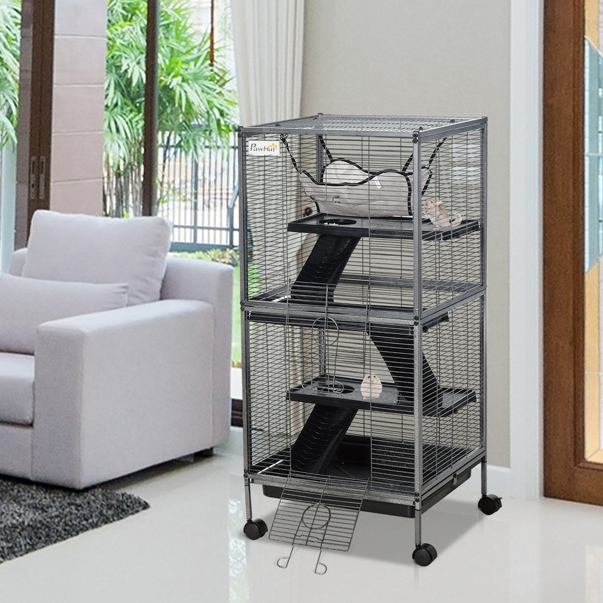 easycomfort easycomfort gabbia in metallo per roditori 4 livelli con vassoio rimovibile 52 x 52 x 113.5cm
