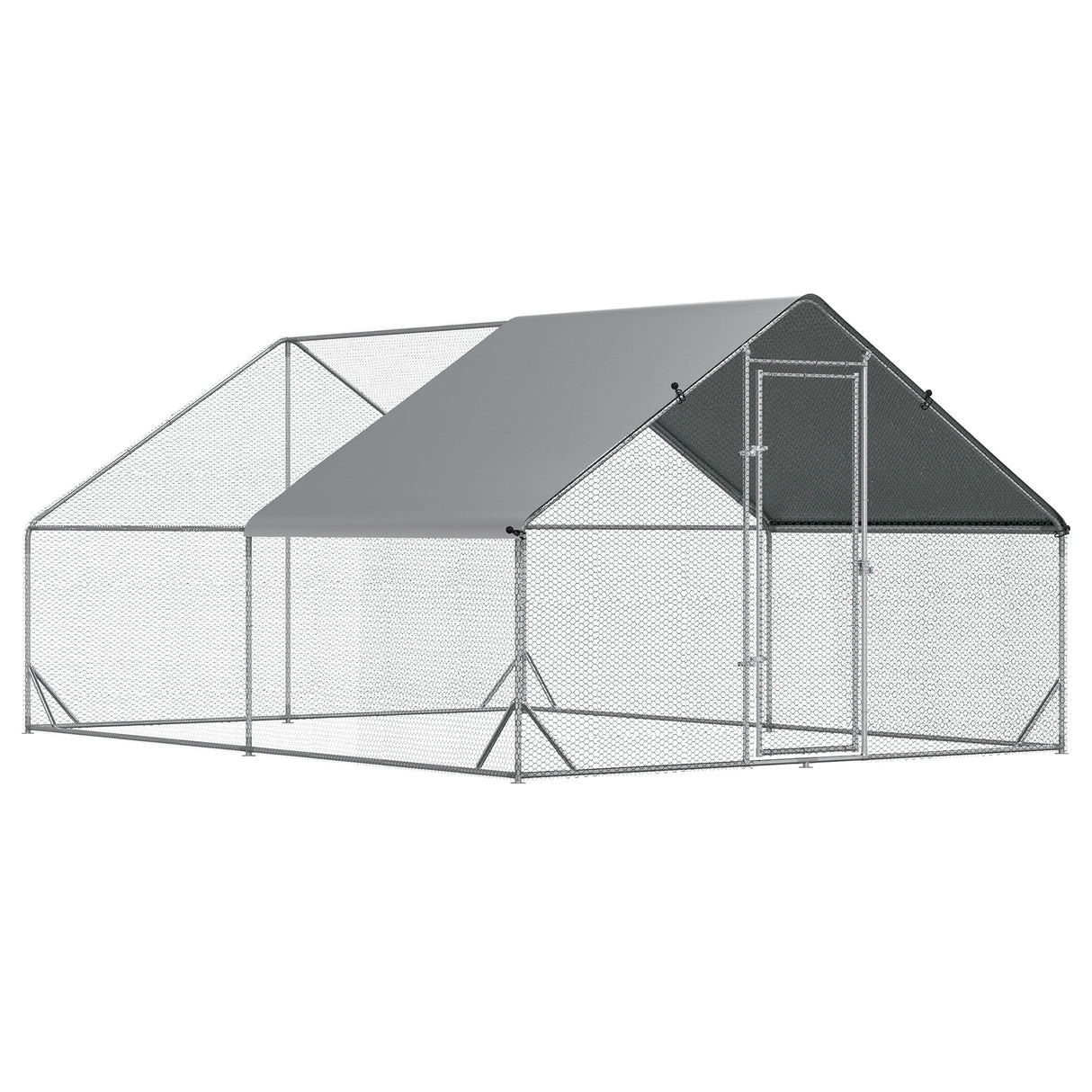 easycomfort easycomfort pollaio da giardino con telaio zincato copertura impermeabile e rete esagonale 3x4x2 m argento