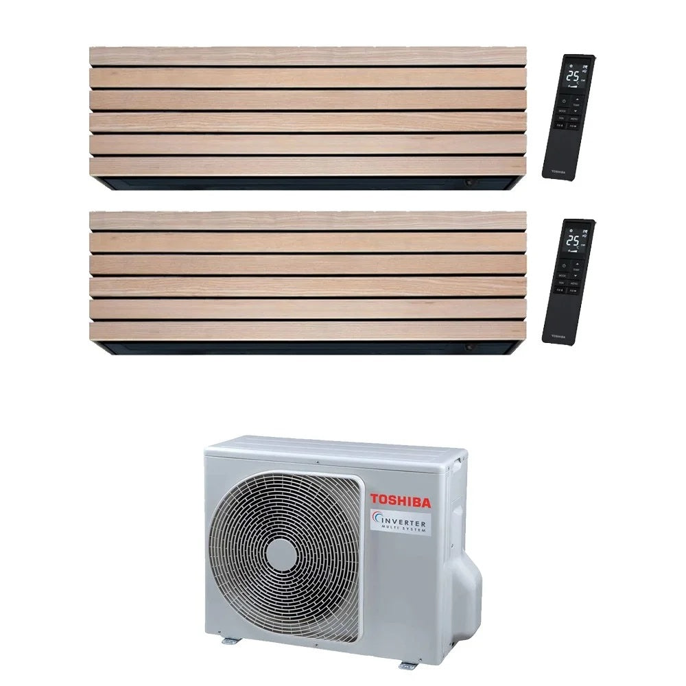 toshiba climatizzatore condizionatore toshiba dual split inverter serie daiseikai 10 wood 912 1013 btu con ras 2m18g3avg e gas r 32 wi fi integrato aa