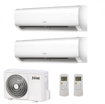 climatizzatore condizionatore ferroli dual split inverter serie ambra m 7_7 con 21 3 r 32 wi fi integrato 7000_7000 novita
