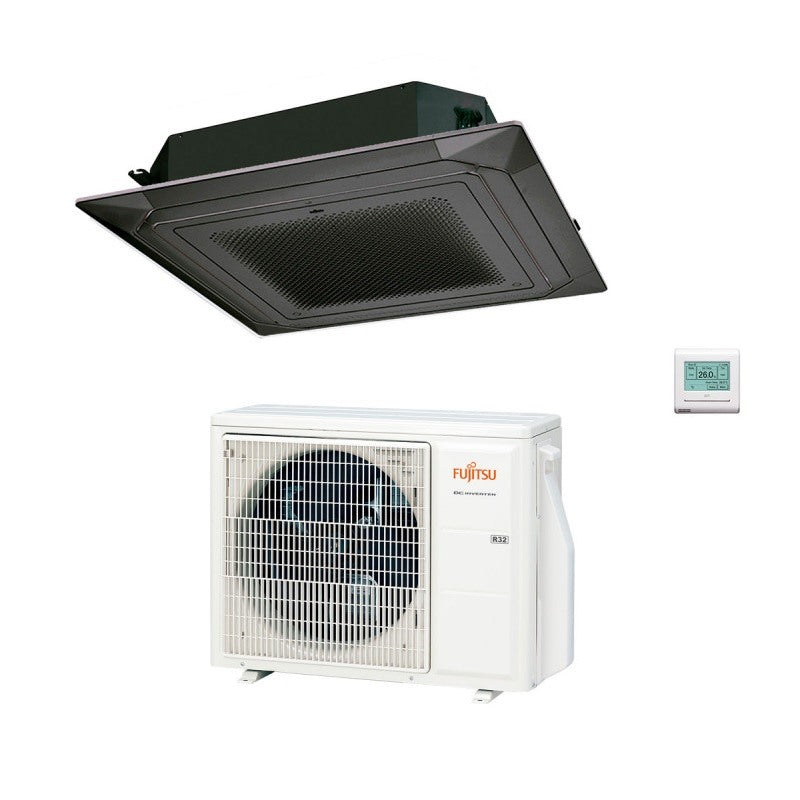 climatizzatore condizionatore fujitsu cassetta 4 vie serie eco kr circular flow 45000 btu r 32 cod. 3ngf88190 black nero auxg45krlb novita 9518