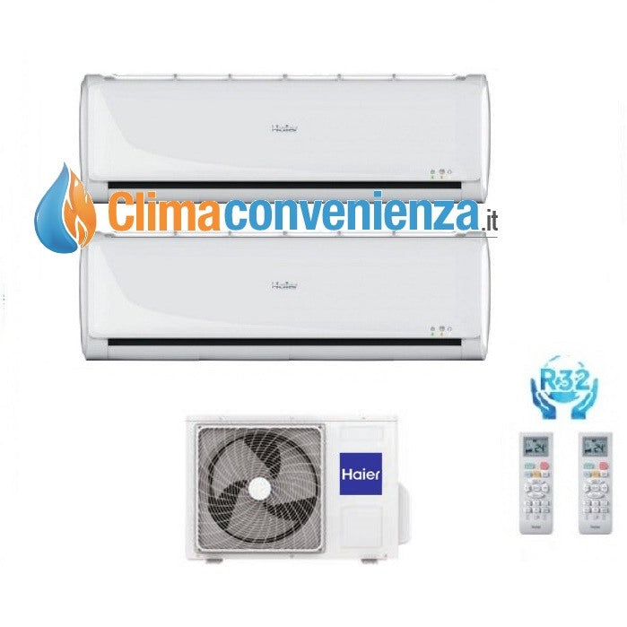 climatizzatore condizionatore haier dual split inverter serie tundra green 9_9 con 2u50feffra r 32 classe a a 9000_9000 2017