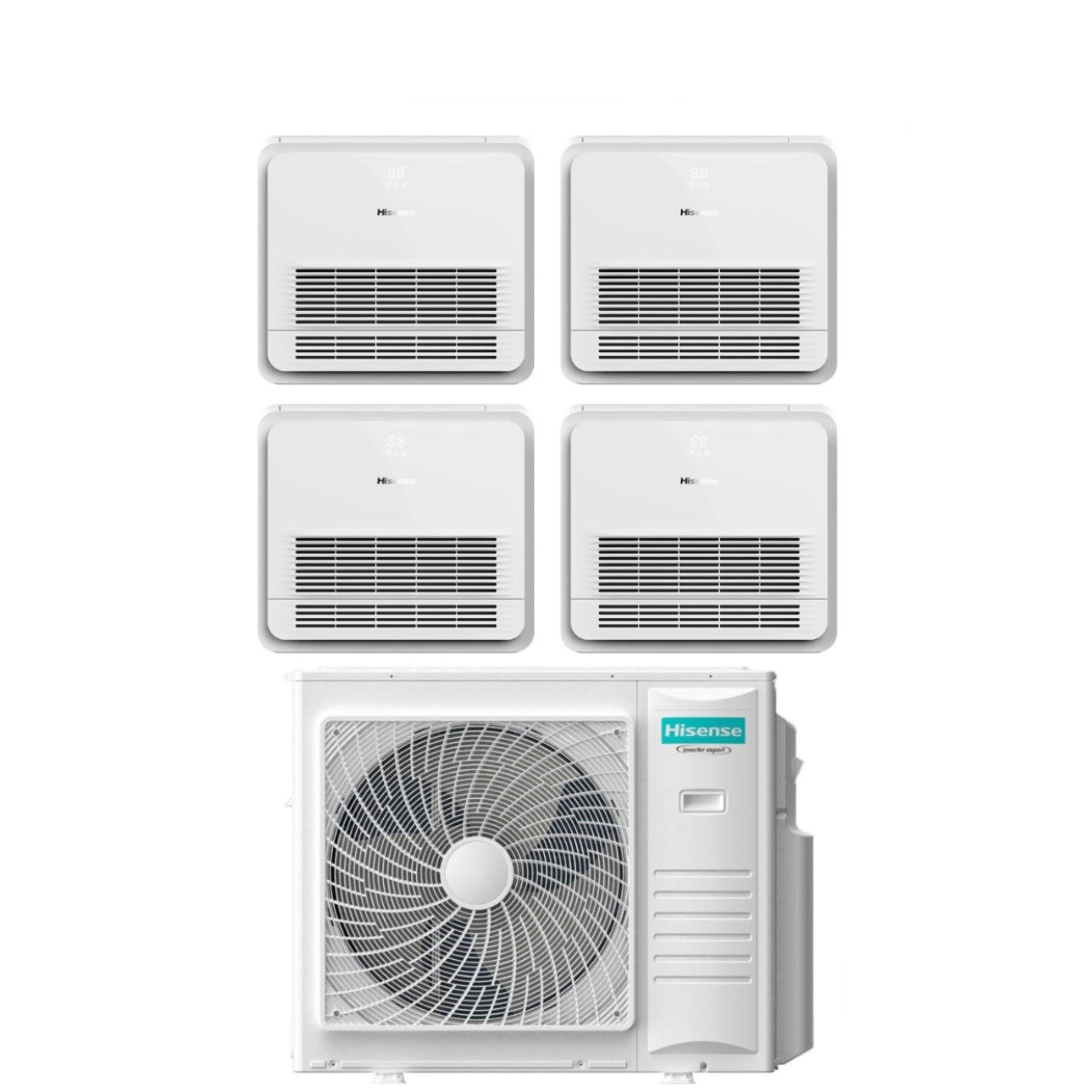 climatizzatore condizionatore hisense quadri split console akt 9_9_9_12 con 4amw105u4raa r 32 9000_9000_9000_12000 con telecomando di serie