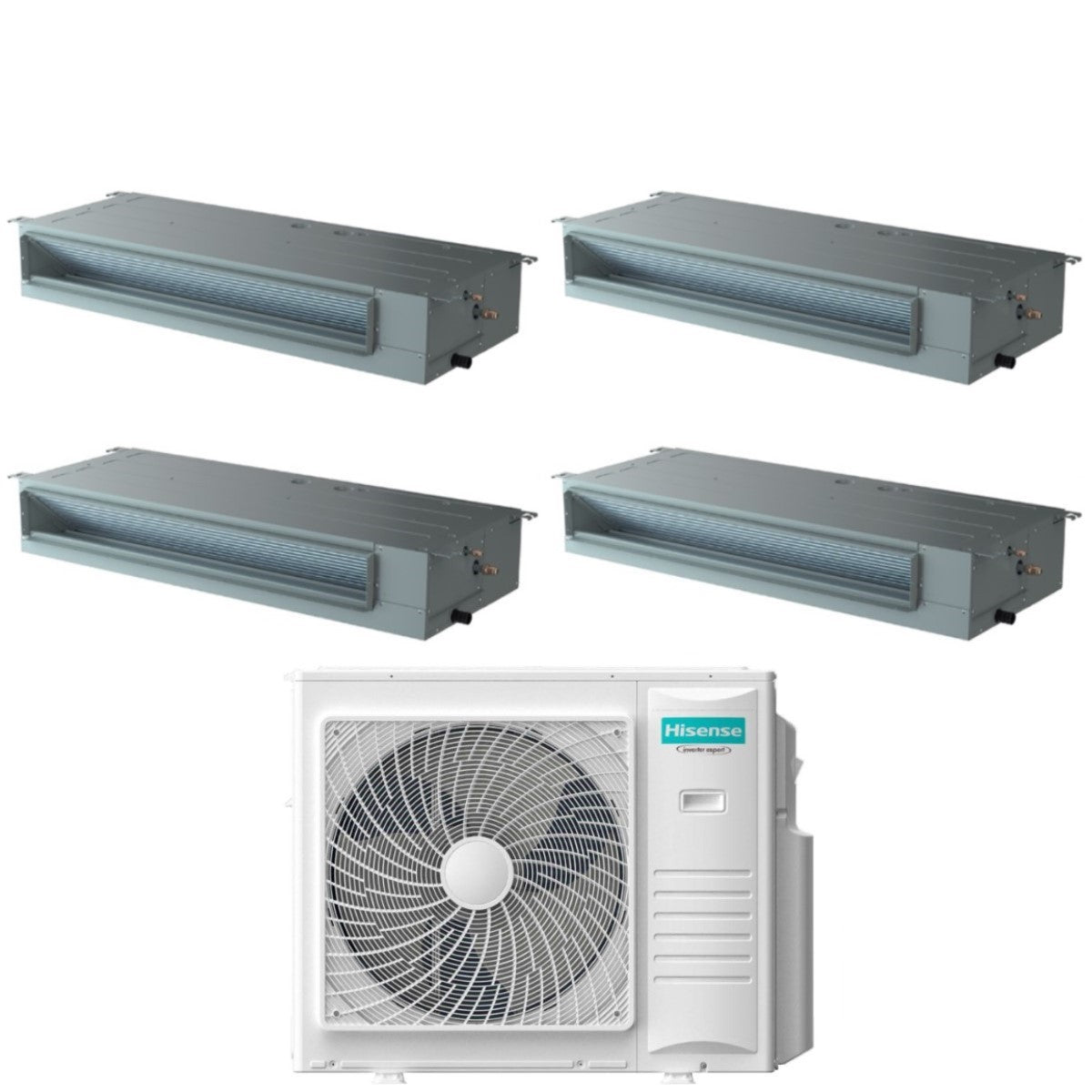 climatizzatore condizionatore hisense quadri split inverter canalizzato canalizzabile 9+9+9+12 con 4amw105u4raa r 32 wi fi optional 9000+9000+9000+12000 con telecomando di serie e cablato incluso