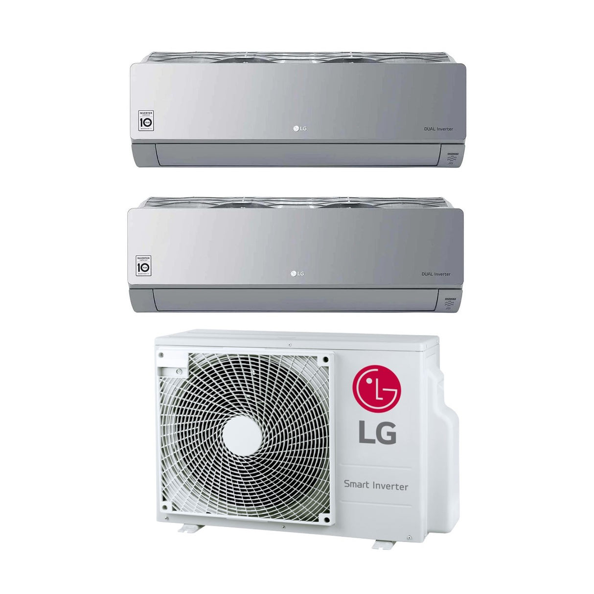 climatizzatore condizionatore lg dual split inverter serie artcool mirror silver grigio 12_12 con mu2r17 ul0 r 32 12000_12000 wi fi integrato 8703