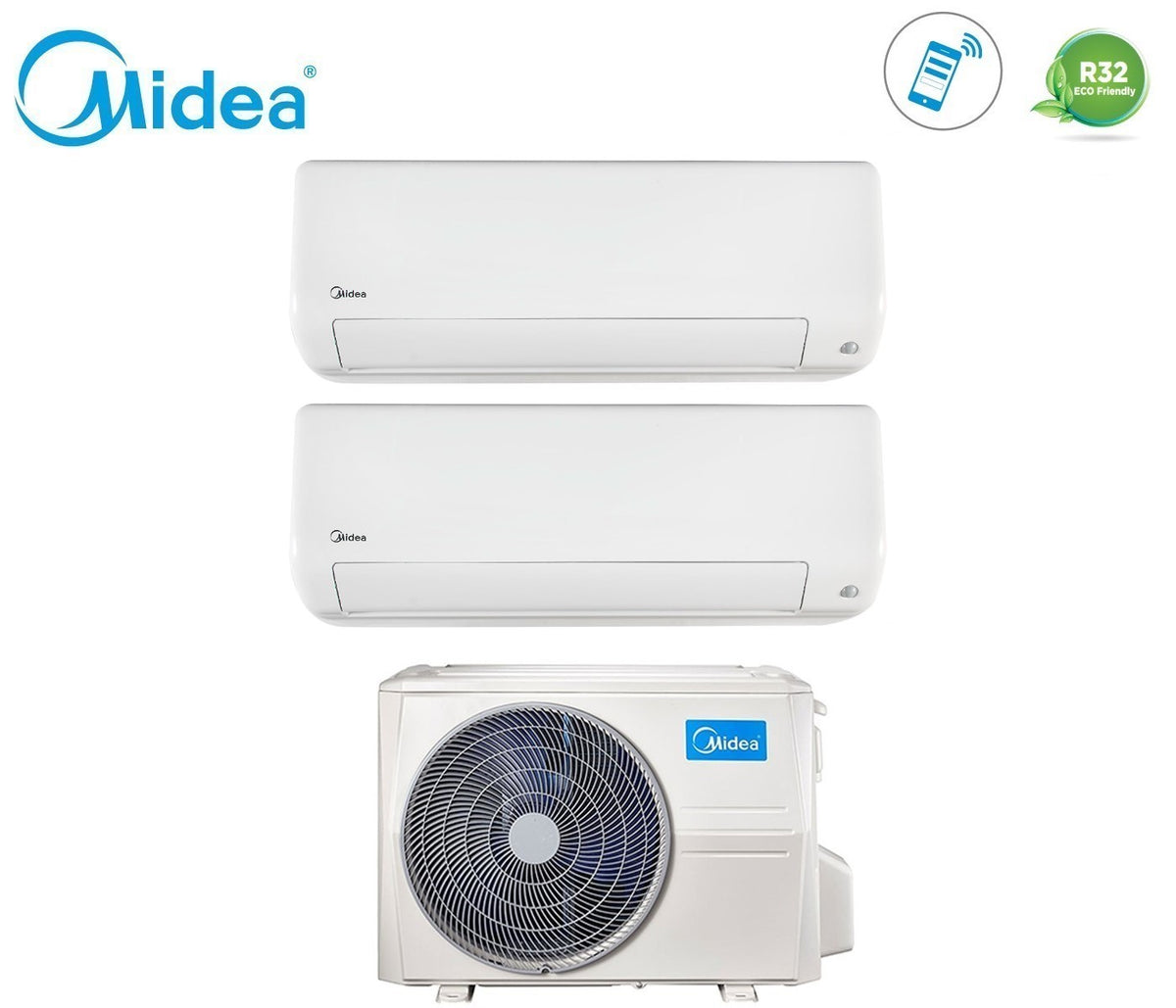 climatizzatore condizionatore midea dual split inverter serie all easy pro 12_12 con m2od 18hfn8 q r 32 wi fi integrato 12000_12000