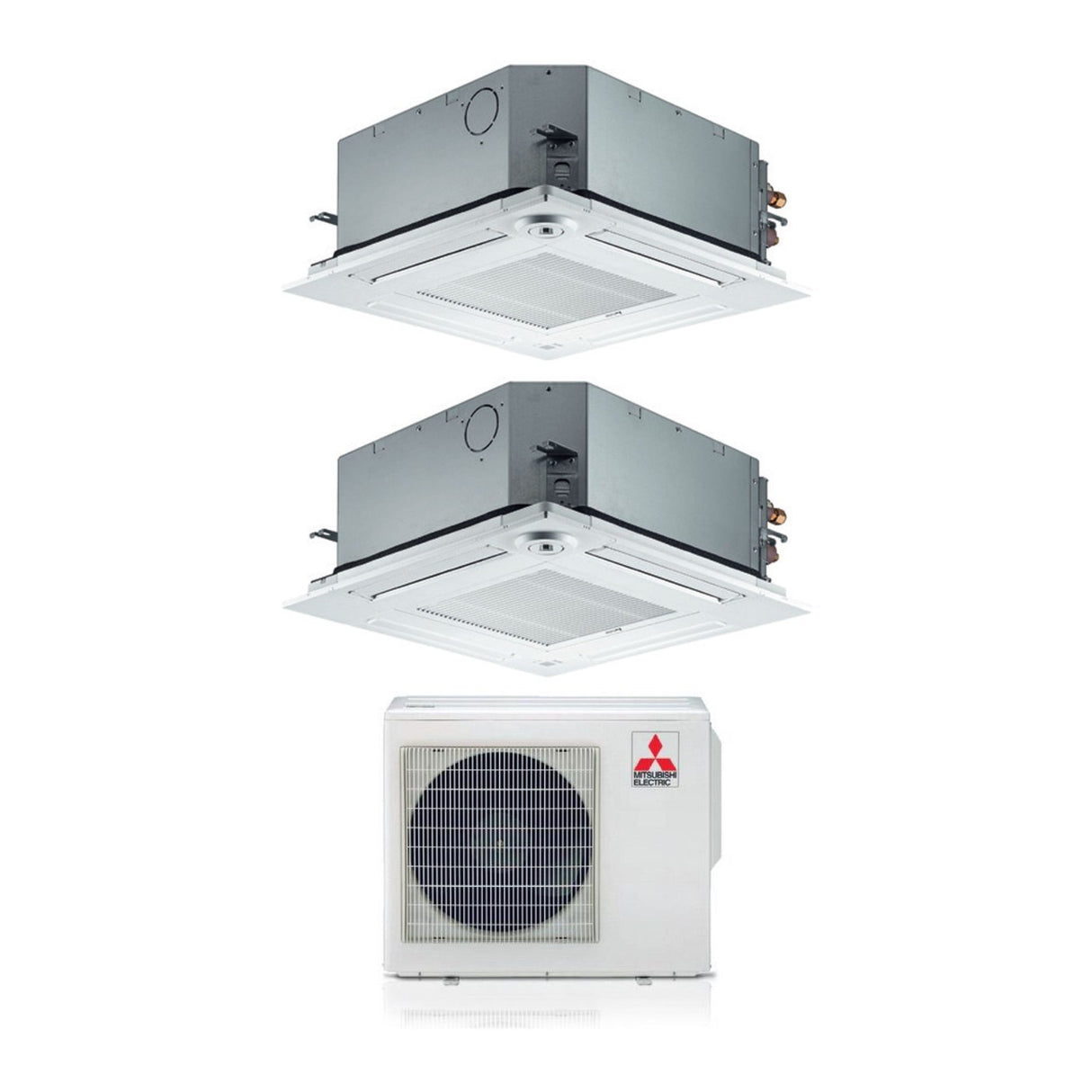 climatizzatore condizionatore mitsubishi electric dual split inverter a cassetta 60x60 slz m 9_12 con mxz 2f42vf r 32 wi fi optional 9000_12000