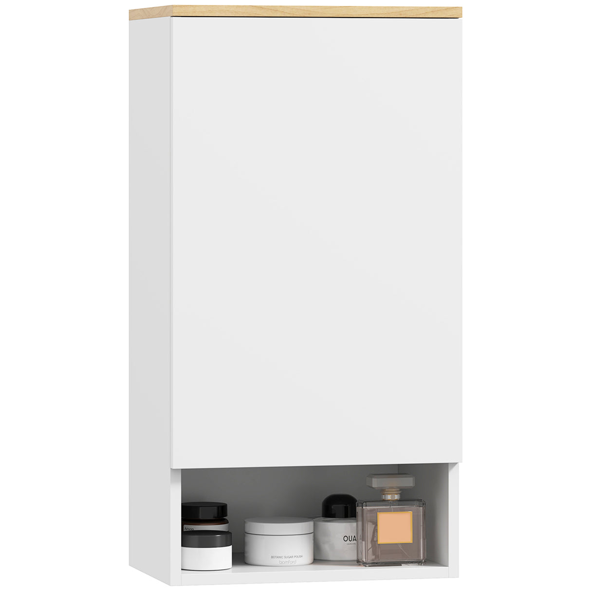 easycomfort easycomfort armadietto bagno a muro con mensole regolabili e ripiano aperto in legno e mdf 40x27x77 cm bianco