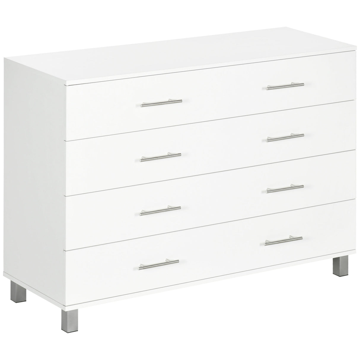 easycomfort easycomfort cassettiera 4 cassetti per camera da letto in legno con maniglie in metallo bianco