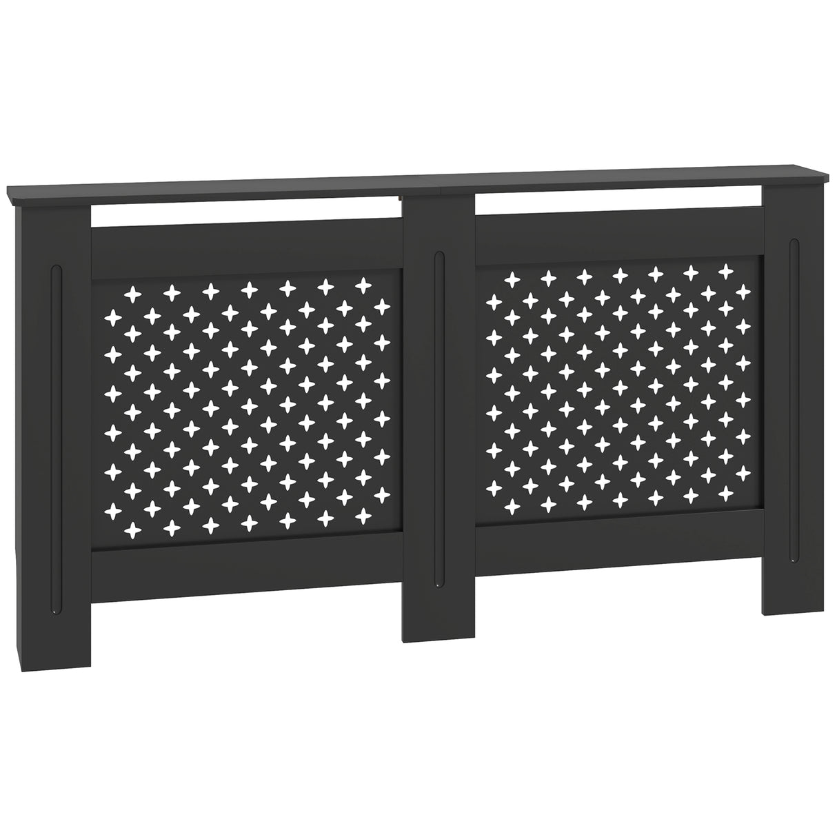 easycomfort easycomfort copritermosifoni in legno mdf traforato a croce con ripiano e fissaggio a muro 152x19x82 cm nero