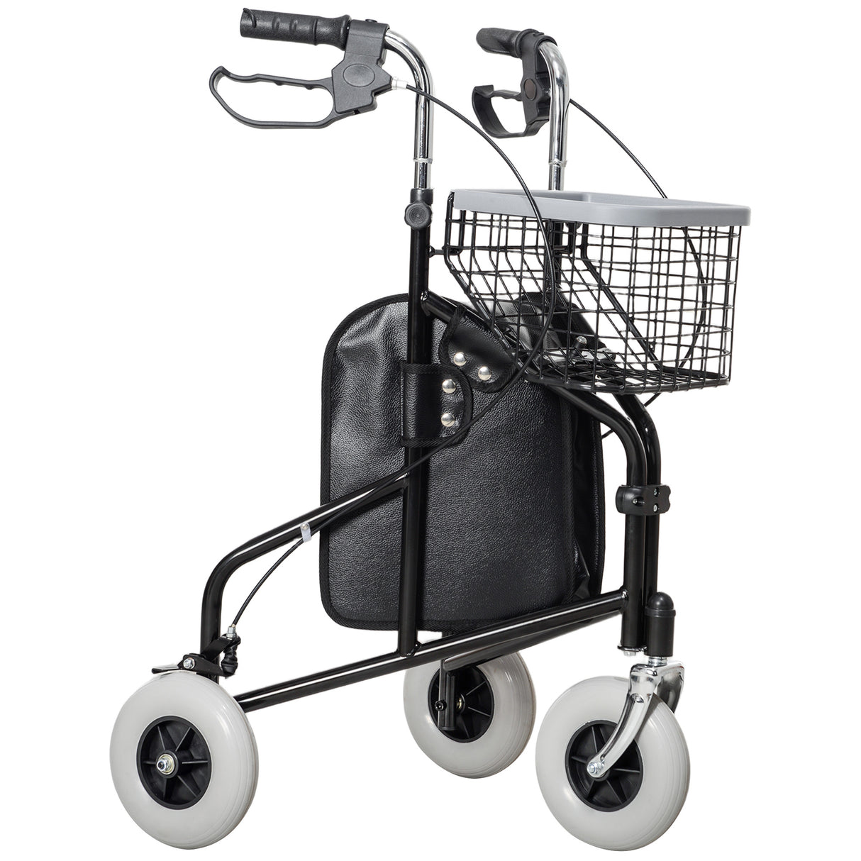 easycomfort easycomfort deambulatore per anziani e disabili ad altezza regolabile con cestino e vassoio 60x62x84 100 5 cm nero
