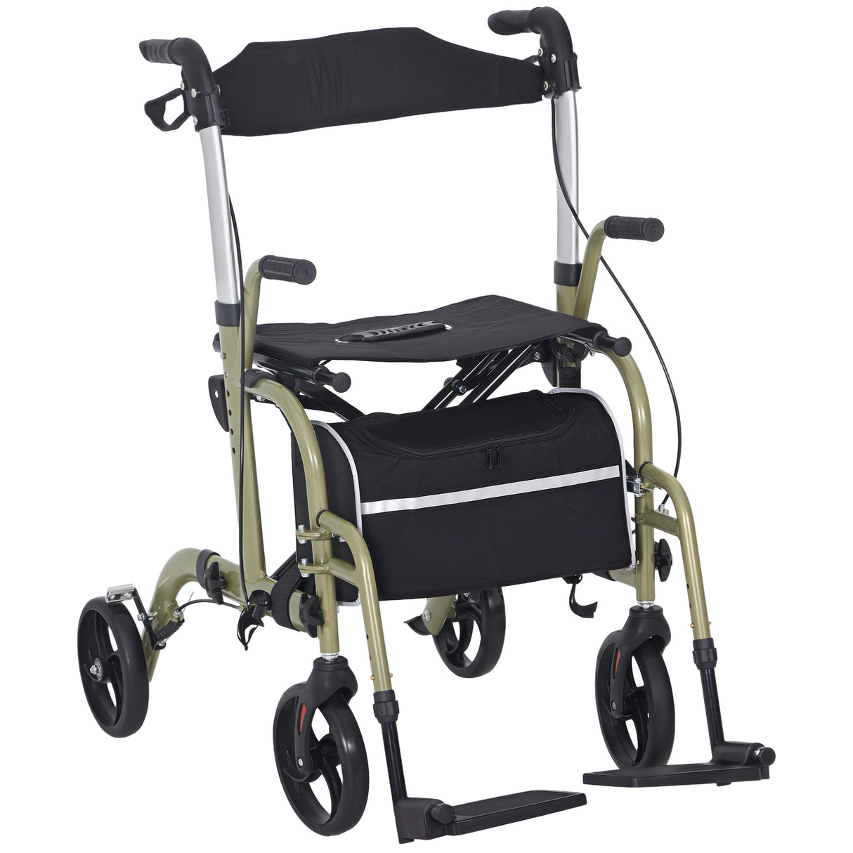 easycomfort easycomfort deambulatore pieghevole con poggiapiedi e borsa in alluminio pp e poliestere 59x104x88 101 cm giallo e verde