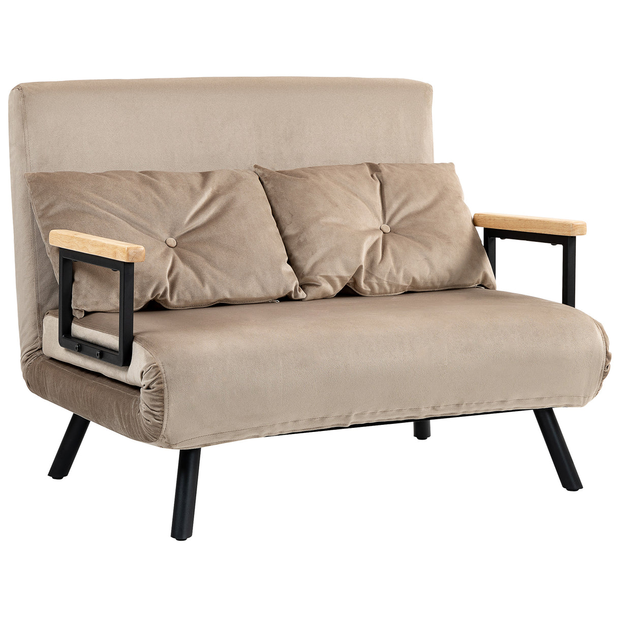 easycomfort easycomfort divano letto 3 in 1 in tessuto effetto velluto con schienale regolabile e 2 cuscini 102x73x81 cm marrone chiaro