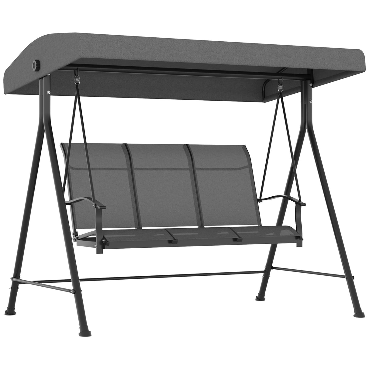 easycomfort easycomfort dondolo da giardino 3 posti con tettuccio parasole regolabile 195x118x170 cm grigio scuro
