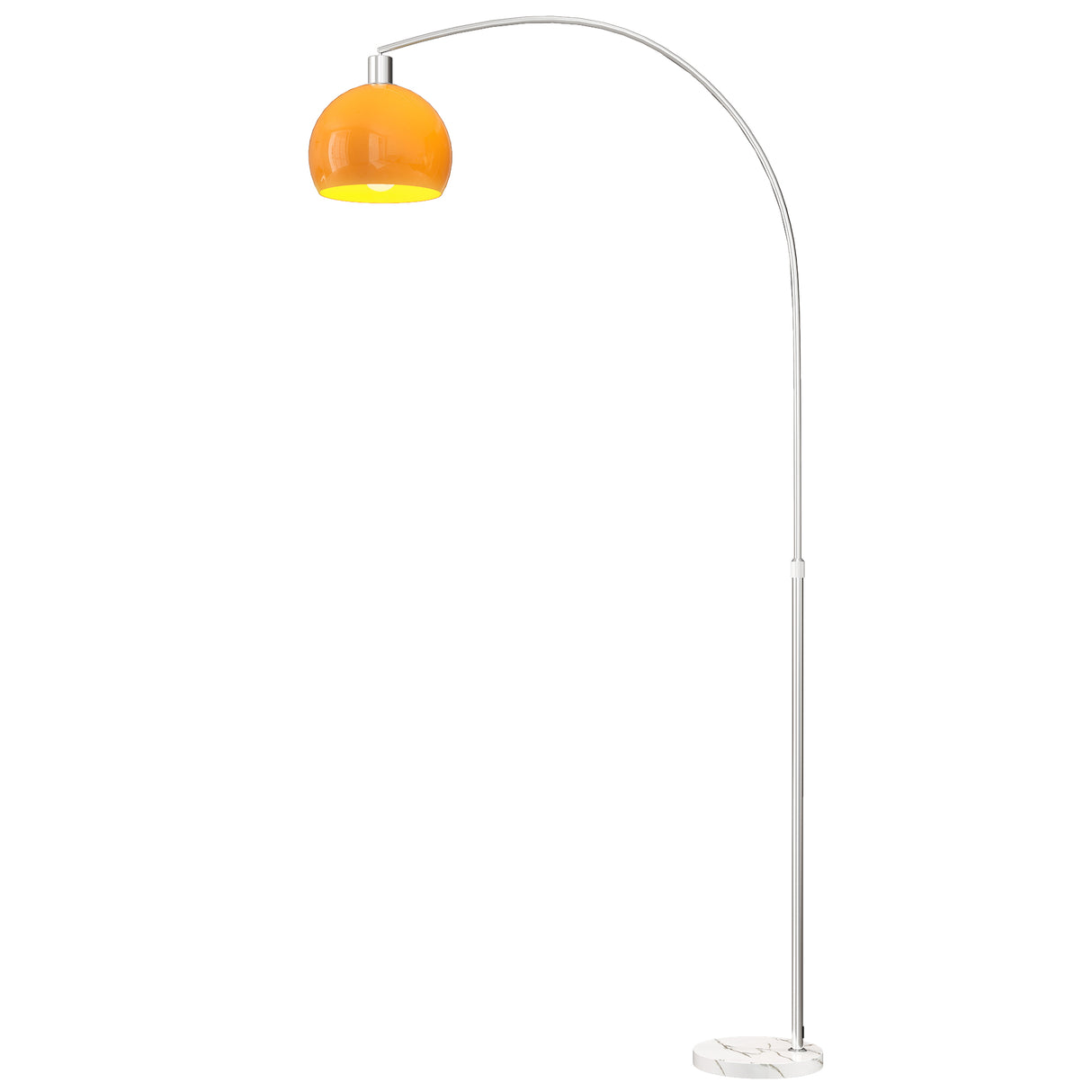 easycomfort easycomfort lampada da terra ad arco con interruttore a pedale in marmo metallo e plastica 26x90x180 cm bianco e arancione
