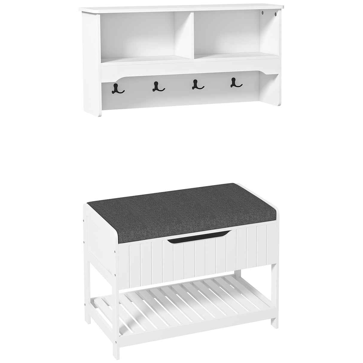 easycomfort easycomfort mobile appendiabiti a muro con panca scarpiera per ingresso e corridoio 80x20x40 cm bianco