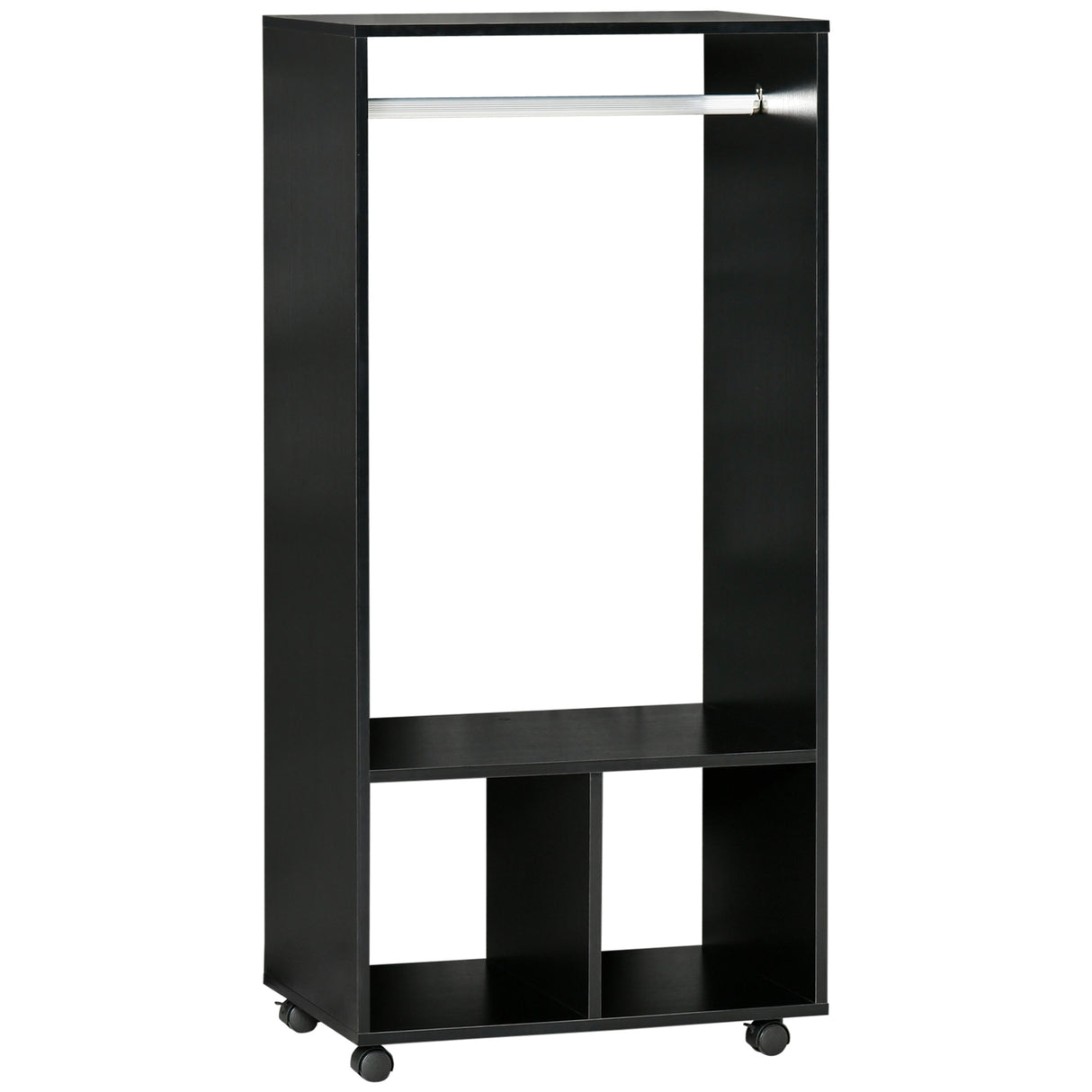 easycomfort easycomfort mobile appendiabiti con barra in alluminio e 2 ripiani aperti in truciolato 60x40x128 cm nero