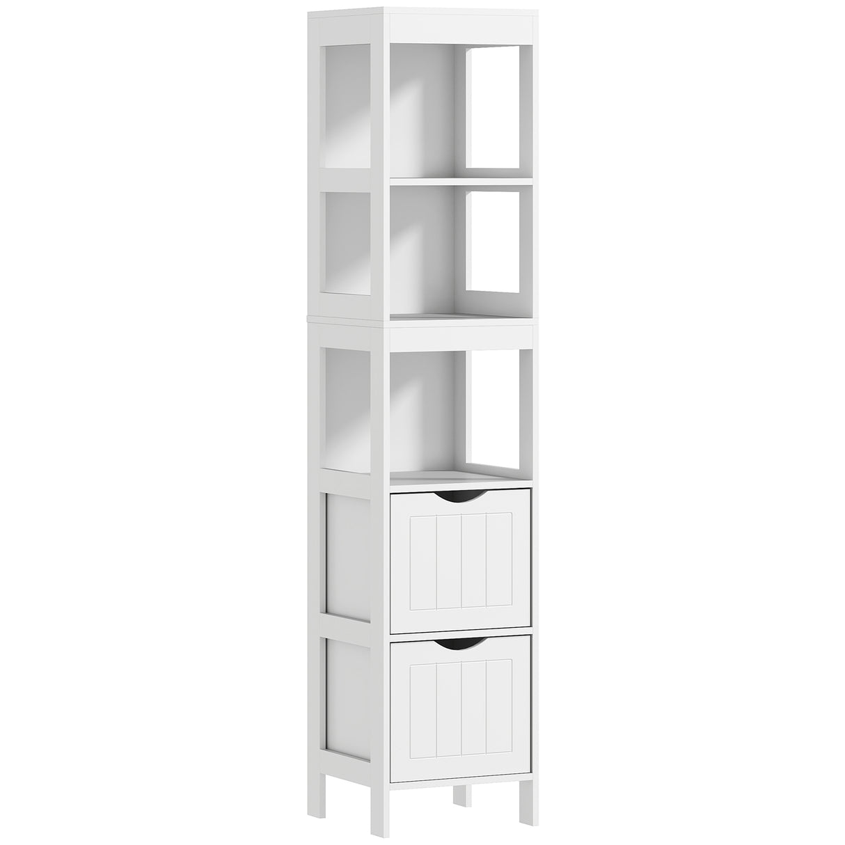 easycomfort easycomfort mobile bagno con 3 ripiani aperti e 2 cassetti in legno 30x30x141 2 cm bianco