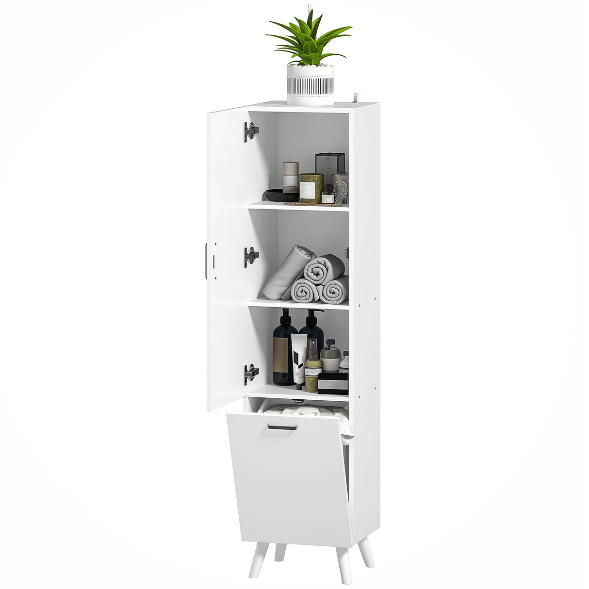 easycomfort easycomfort mobile da bagno con armadietto a 3 ripiani e spazio portaoggetti inferiore in legno 35x31 5x144 cm bianco