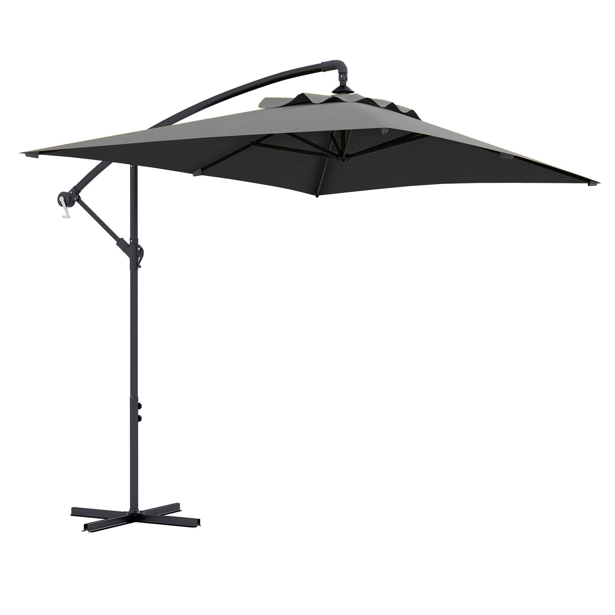 easycomfort easycomfort ombrellone da giardino decentrato con base a croce e apertura a manovella 294x193cm grigio